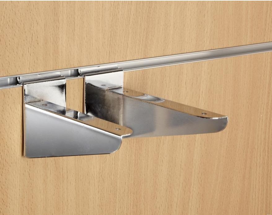 6" inch (150mm) Chrome Slatwall Wood Shelf Brackets (pair)
