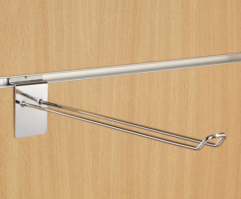 12" (300mm) Slatwall Chrome Euro Hook / Prong / Accessory Arm