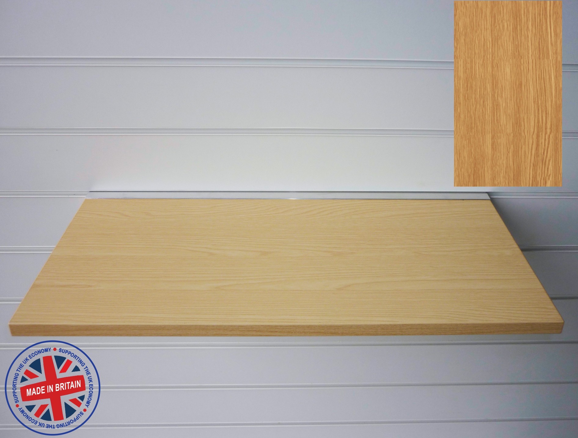 Oak Wood Shelf / Floating Slatwall Shelf 1200mm wide x 400mm deep
