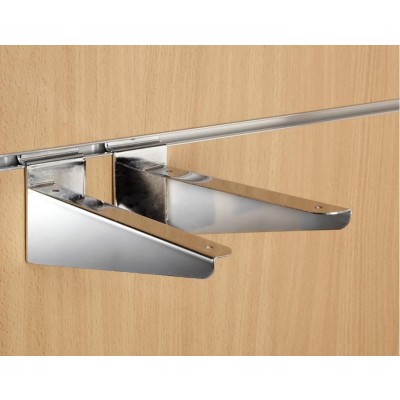 8" inch (200mm) Chrome Slatwall Wood Shelf Brackets (pair)