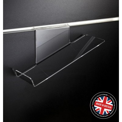 Clear Acrylic Slatwall Sloping Shoe Shelf - Left Hand