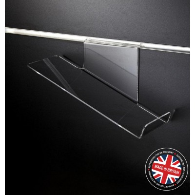 Clear Acrylic Slatwall Sloping Shoe Shelf - Right Hand