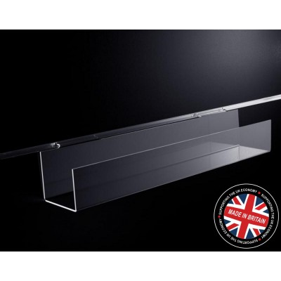 Clear Acrylic Slatwall Narrow Accessory Trough / Shelf with Lip