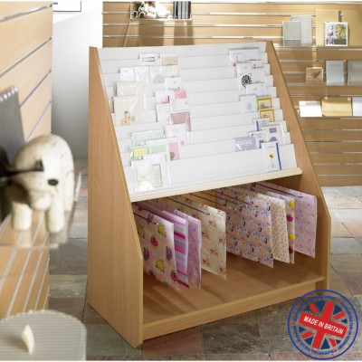 10 Tier Greeting Card Unit with Gift Wrap Display Holder - 1.2m wide