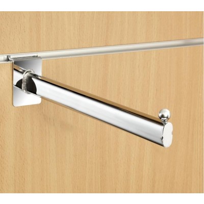 12" inch (300mm) Chrome Slatwall Straight Display Arm - Oval Tube Ball End