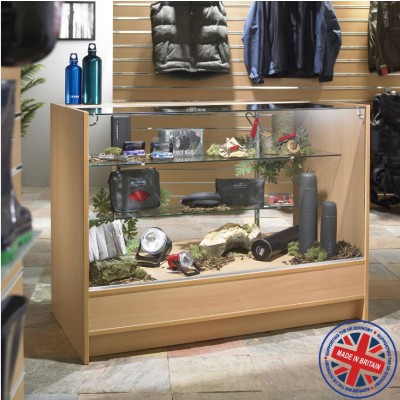 Three Quarter Vision Glass Shop Counter / Retail Display Counter Cabinet - 4ft (120cm) wide