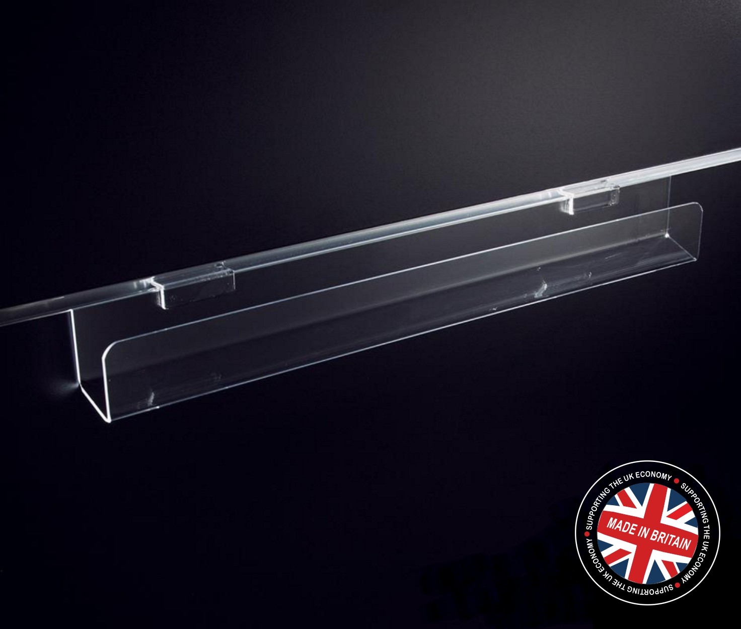Clear Acrylic Slatwall 600mm Wide Card / CD / DVD Rack