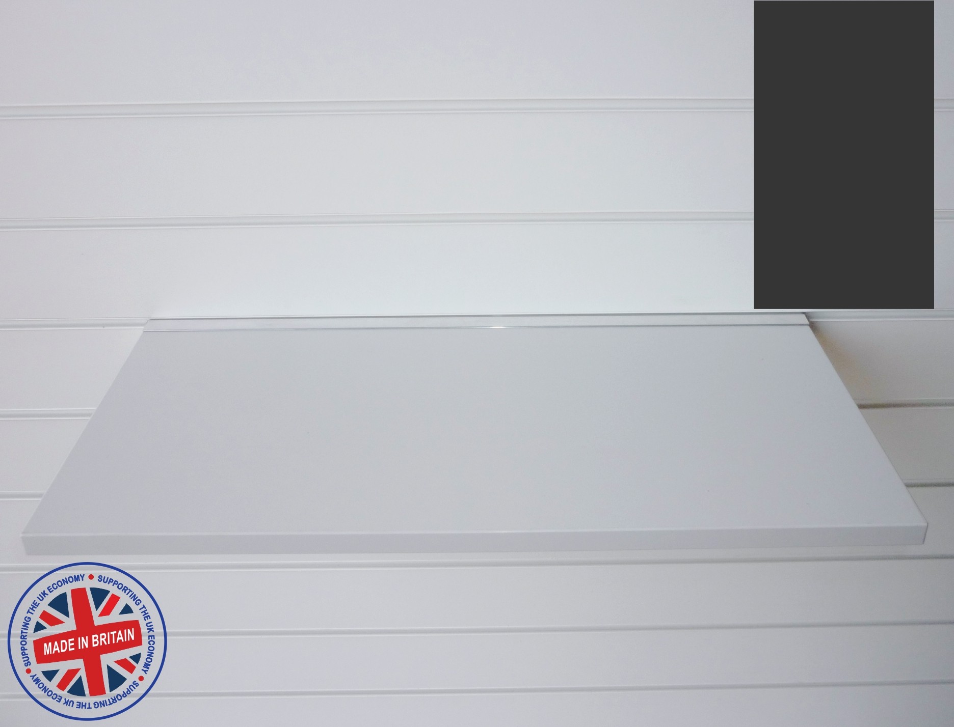 Graphite Grey Wood Shelf / Floating Slatwall Shelf 1200mm wide x 200mm deep