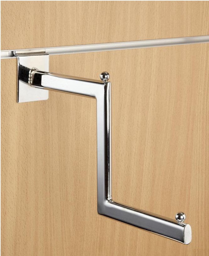 Stepped Chrome Slatwall Hanging Display Step Arm Oval Tube
